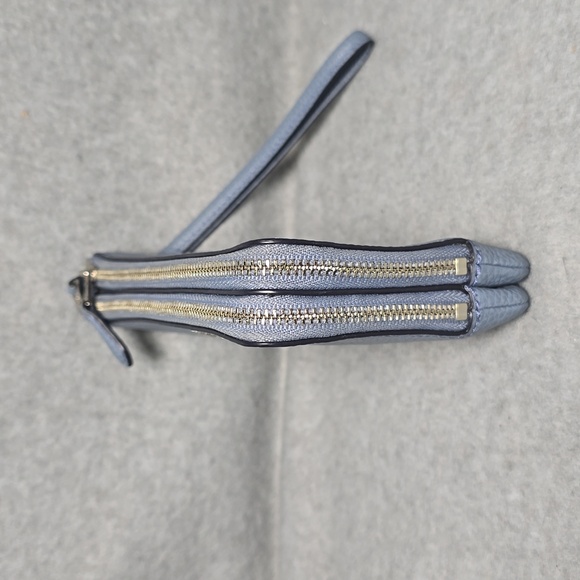 Coach Pebble Leather Double Zip Wristlet in Dusk Blue 87590 - Picture 4 of 11